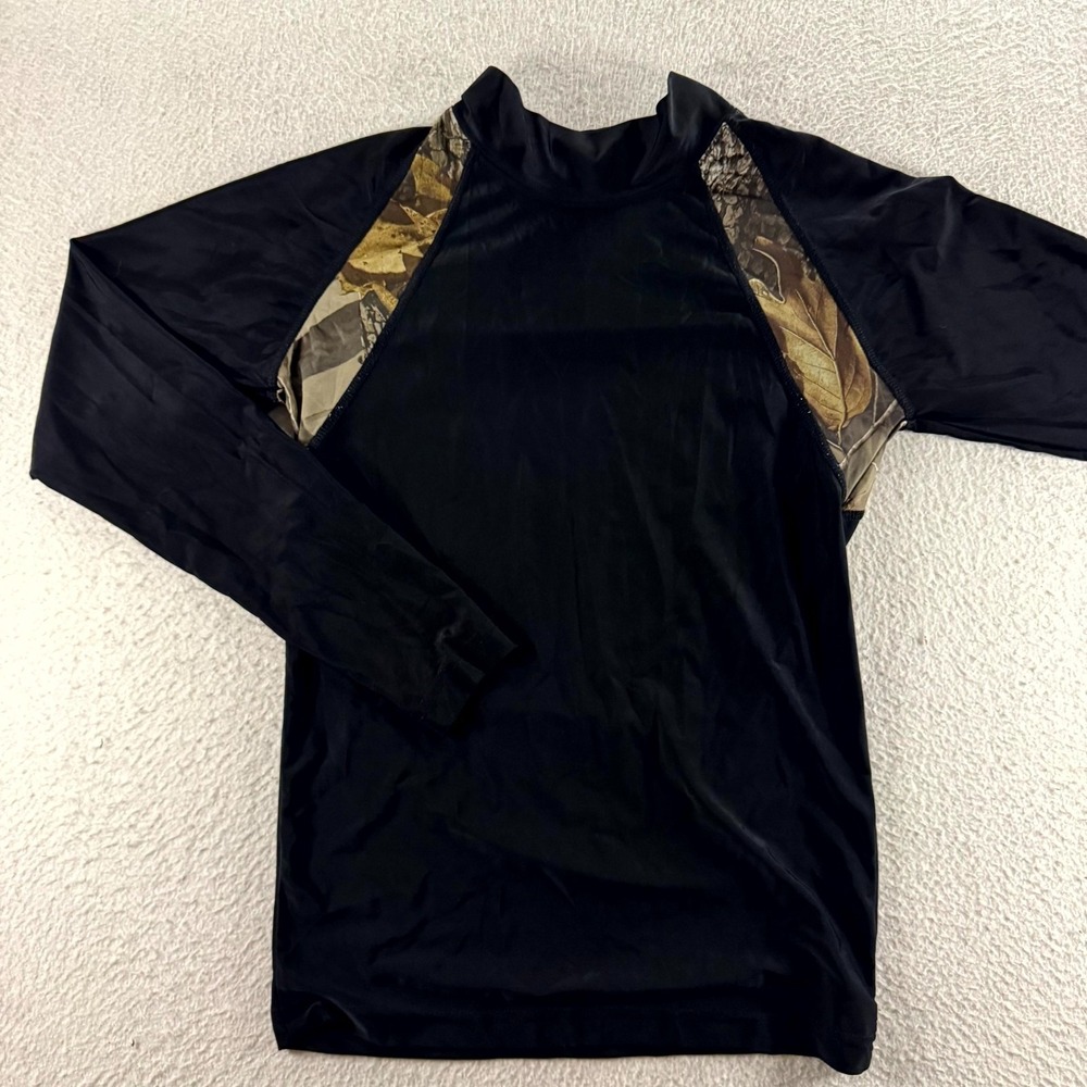Outfitters Ridge Rash Guard Mens Medium Black Good Camo Raglan Long Sleeve Shirt